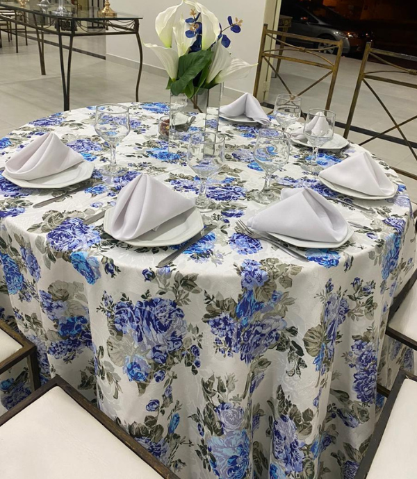Toalha Longa Jacquard Floral Azul